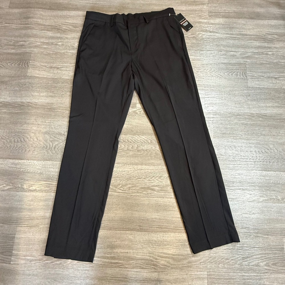AXIST Mens Stretch Very Slim Fit Dress Pants Black 34W 32L A1BFE011 Flat Front